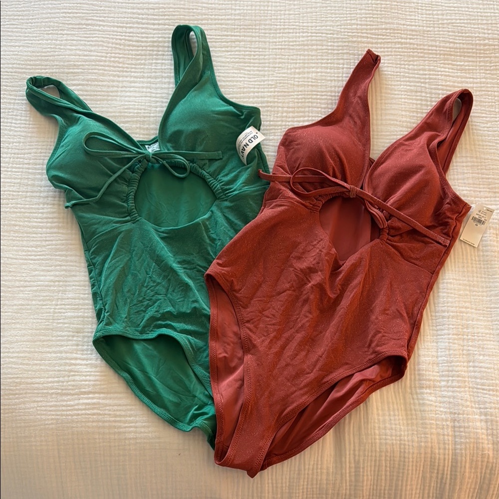 Old Navy 2 x Glitter One Piece Swimsuit Bundle BRAND NEW
